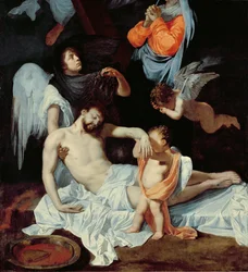 Le Christ au pied de la croix, pleuré par la Vierge et les anges